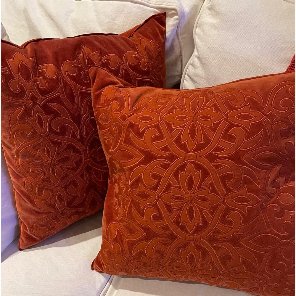 Restoration Hardware Rust Throw Pillows 20” (2)